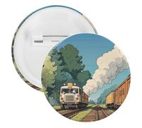 Rural Locomotive Smoking Railway Badge Metal Round Pins, Lightweight Brooch for Backpack, Fashion Button Pins Badge for Shirts, Jackets, Shawl Coat, Unisex, 20PCS, Tinplate, metal round pins
