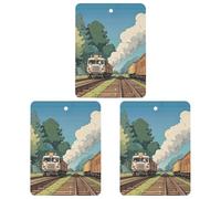 Rural Locomotive Smoking Railway Car Air Freshener, 3 Pcs Square Hanging Air Freshener Cards, Long Lasting Fragrance Scented Cards for Car, Home, Office Black-style