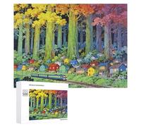 Rural Night Light Jigsaw Puzzles 500 PCS Forest Train Great Gifts Challenge Toy Educational Game Home Decoration for Adults& Kids Age 14 Years Up.
