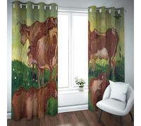 Rural Retro Blackout Curtains Cows (After Jorsaens) Famous Painting Prints Light Blocking Window Curtain for Bedroom Dining Room Home Office W66xL90in 2 Panels