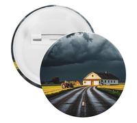 Rural Roads Badge Metal Round Pins, Lightweight Brooch for Backpack, Fashion Button Pins Badge for Shirts, Jackets, Shawl Coat, Unisex, 20PCS, Tinplate, metal round pins