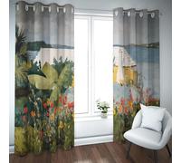 Rural Scene Blackout Curtains Seaside Cottage Garden Famous Painting Prints Noise Reducing Window Treatment for Bedroom Room Decor W52xL84in 2 Panels