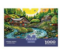 Rural Scene Jigsaw 1000 Piece Challenge Game for Adults,Colorful Pastoral Illustration Impossible Jigsaw Puzzles 1000 Pieces Educational Game Home Decoration 70x50cm/1000pcs