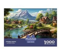 Rural Scene Jigsaw 1000 Piece Challenge Game for Adults,Pastoral Mountain Scene Impossible Jigsaw Puzzles 1000 Pieces Educational Game Home Decoration 70x50cm/1000pcs