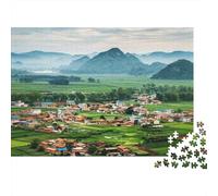 Rural Scenery 1000 Piece Jigsaw Puzzle Recycled Paper Rice Fields Puzzles for Elderly Fun And Challenging Family Game Perfect for Holiday Blessings 38x26cm/1000pcs