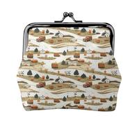 Rural Scenery Print Coin Purse for Women, Kiss-lock Change Purse Wallets, Small PU Leather Coin Purses