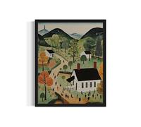 Rural Schoolhouse Wall Art Poster Print, Scenery Landscape American Folk Art, Naive Painting Decor Gallery 31 (Rural Schoolhouse, 8 x 10 inches, Unframed)