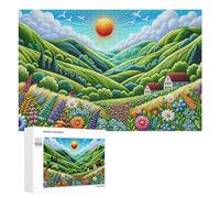 Rural Serenity with Flower Fields Jigsaw Puzzle for Adults, 1000 Piece