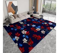 Rural Style 160 x 230 cm Living Room Area Rug, Soft Low Pile Plants Vines Flowers Carpet - Washable Non-Slip Rug for Bedroom Kitchen Nursery Dorm Kids Room Bedside Carpet