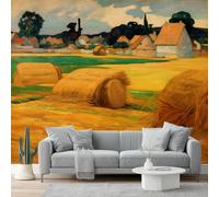 Rural Style Farm Field Print Photo Wallpaper, Color Neon Lights Non-Woven Wall Mural, Decoration Poster Picture Design Mural for Living Room Kids Bedroom