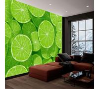 Rural Style Photo Wallpaper Fruits Lime Stripes Art 3D Wall Paper, Large Wall Murals Hd Printing Water Proof for Living Room Bedroom Bathroom Kitchen 450 x 280 cm