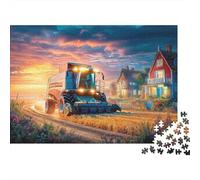 Rural Tractor Scene 1,000 Piece Rural Sunset Sceneplastic 3D Puzzle Sturdy Durable Thick Pieces Easy to Assemble Clear Print Kids Activity 52x38cm/1000pcs