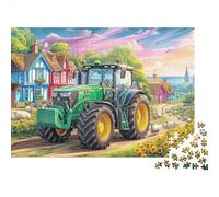 Rural Tractor Scene 1,000 Piece Vibrant Countryside Illustrationplastic 3D Puzzle for The Whole Family Durable Interlocking Thick Pieces Family Activity 38x26cm/1000pcs