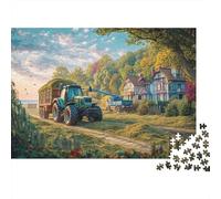 Rural Tractor Scene 1,000 Piece Vintage Farm Landscapeplastic 3D Puzzle Sturdy Durable Thick Pieces Easy to Assemble Clear Print Kids Activity 52x38cm/1000pcs