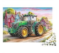 Rural Tractor Scene 1,000 Pieces Colorful Village Illustrationplastic Puzzle for Grandparents Sustainable Fit Perfectly Eco-friendly Non-glare Sturdy 38x26cm/1000pcs