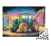 Rural Tractor Scene 1000 Colorful Farm Illustration Pieces Puzzle Thick Cardboard Stress Relief Party Puzzle Lovers Holiday Idea Adults Creativity Challenging Best 38x26cm/1000pcs