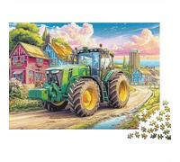 Rural Tractor Scene 1000 Pc Durable Cardboard Puzzle Colorful Countryside Illustration for Teens Premium Quality Best Gift for Lovers 52x38cm/1000pcs