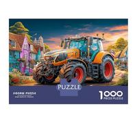 Rural Tractor Scene 1000 Pc Eco-friendly Cardboard Vibrant Village Landscape Standard Jigsaw Puzzle for Adults Mind Relaxation for Office Leisure 38x26cm/1000pcs