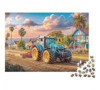 Rural Tractor Scene 1000 Pcs Eco-friendly Cardboard Rural Landscape Painting Style Standard Jigsaw Puzzle Adults Kids Stress Relief Office Leisure Premium Gift 38x26cm/1000pcs