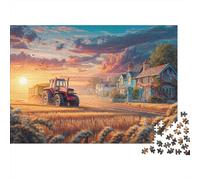 Rural Tractor Scene 1000 Pcs Vibrant Countryside Illustrationdurable Plastic Puzzle Wall Decor Precision Cut Smooth Finish Home Decor Mindfulness 38x26cm/1000pcs