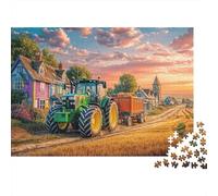 Rural Tractor Scene 1000 Pcs Vintage Countryside Paintingdurable Plastic Puzzle for Grandparents Smooth Finish Precision Cut Gift Easy to Assemble 70x50cm/1000pcs