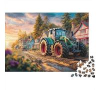 Rural Tractor Scene 1000 Pcs Vintage Countryside Paintingdurable Plastic Puzzle for Grandparents Smooth Finish Precision Cut Gift Easy to Assemble 38x26cm/1000pcs