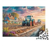 Rural Tractor Scene 1000 Pcs Vintage Farm Landscape Styledurable Plastic Puzzle for Grandparents Smooth Finish Precision Cut Gift Easy to Assemble 70x50cm/1000pcs