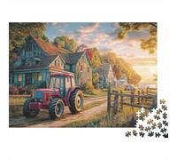 Rural Tractor Scene 1000 Pcs Vintage Farm Landscapedurable Plastic Puzzle for Grandparents Smooth Finish Precision Cut Gift Easy to Assemble 70x50cm/1000pcs