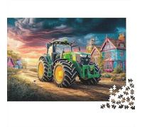 Rural Tractor Scene 1000-piece Cardboard Jigsaw Puzzle Sustainable Eco-Friendly Adult Green Tractor Field Stress Relief Cognitive Development Problem Solving Premium Quality Indoor Play 38x26cm/1000pc
