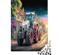 Rural Tractor Scene 1000 Piece Digital Art Style Vibrants Sturdy Cardboard Classic Jigsaw Puzzle for Adults Kids Impossible Hard Game Decompression Wall Decoration 38x26cm/1000pcs