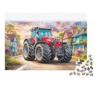 Rural Tractor Scene 1000 Piece Digital Art Style Vibrants Sturdy Cardboard Classic Jigsaw Puzzle for Adults Kids Impossible Hard Difficult Challenging Decompression Wall Decor 52x38cm/1000pcs