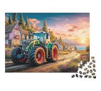 Rural Tractor Scene 1000 Piece Eco-friendly Material Vintage Farm Landscape Art Puzzles for Seniors Easy Grip Pieces Gift for Her Full-size Poster Included Anti-glare 70x50cm/1000pcs