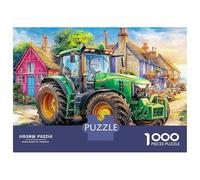 Rural Tractor Scene 1000 Piece Extra Thick Cardboard Jigsaw Puzzle for Adults And Kids，Vintage Village Painting Style，Impossible Hard Difficult Challenging Puzzle 38x26cm/1000pcs