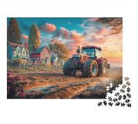 Rural Tractor Scene 1000 Piece Jigsaw Puzzle Bundle for Puzzle Lovers Recycled Paper Vintage Farm Landscape Style Home Decoration Wall Display Brain Game Puzzle Jigsaw 38x26cm/1000pcs