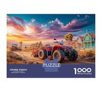 Rural Tractor Scene 1000 Piece Jigsaw Puzzle Bundle Vintage Countryside Art Style Jigsaw Puzzle Extra-Thick Cardboard Jigsaw Puzzle Collector Mind Relaxation Office Break Travel 52x38cm/1