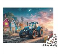 Rural Tractor Scene 1000 Piece Jigsaw Puzzle Fantasy Rural Landscape Style Premium Eco Paper Puzzle with Smooth Cut, Relaxing And Challenging Family Game 38x26cm/1000pcs