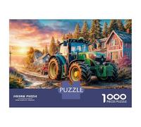 Rural Tractor Scene 1000 Piece Jigsaw Puzzle - Farm Landscape Painting Style Thoughtful Gift for Seniors - Quality Paper Board 70x50cm/1000pcs