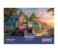Rural Tractor Scene 1000 Piece Jigsaw Puzzle for Adults - Vintage Farm Landscape Durable Eco-Friendly Paper - Minimal Dust 38x26cm/1000pcs