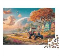 Rural Tractor Scene 1000 Piece Jigsaw Puzzle Recycled Farm Landscape Senior Puzzles Party Game Props Developing Children‘s Intelligence Educational Fun 52x38cm/1000pcs