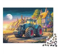 Rural Tractor Scene 1000-Piece Jigsaw Puzzle Vintage Countryside Illustration Family Entertainment for Adults & Kids 70x50cm/1000pcs