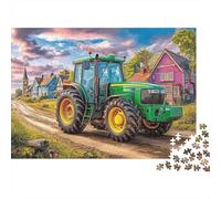 Rural Tractor Scene 1000 Piece Jigsaw Puzzle Vintage Farm Landscape Art Eco Paper Puzzle with Smooth Cut for Relaxing Focus And Family Fun 38x26cm/1000pcs