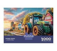 Rural Tractor Scene 1000 Piece Jigsaw Puzzle Vintage Farm Landscape Premium Eco Paper Puzzle with Smooth Cut, Relaxing Focus Game for Adults 70x50cm/1000pcs