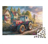 Rural Tractor Scene 1000-Piece Jigsaw Puzzle Vintage Farm Vehicle Style Challenging & Brainteasing for All Ages 38x26cm/1000pcs