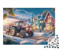 Rural Tractor Scene 1000 Piece Jigsaw Puzzles for Adults Featuring Artistic Design Centenary Jigsaws Vintage Rural Holiday Art As Dementia Friendly Activities for Concentration Games 38x26cm/1000pcs