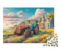 Rural Tractor Scene 1000 Piece Jigsaw Puzzles for Adults Featuring Artistic Design Centenary Jigsaws Vintage Farm Landscape Style As Dementia Friendly Activities for Concentration Games 52x38cm/1000pc