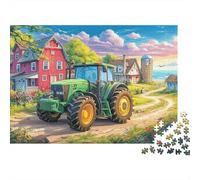 Rural Tractor Scene 1000 Piece Jigsaw Puzzles for Adults Featuring Artistic Design Centenary Jigsaws Farm Landscape Painting Style As Dementia Friendly Activities for Concentration Games 52x38cm/1000p
