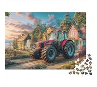 Rural Tractor Scene 1000 Piece Recycled Board Jigsaw Puzzle for Collectors Senior Enthusiasts Couple Partners Vintage Farm Vehicle Style Puzzle Home Fun 38x26cm/1000pcs