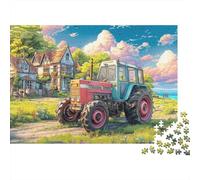 Rural Tractor Scene 1000 Piece Recycled Board Vintage Farm Vehicle Style Puzzles for Adults Challenging Puzzle Full Size Poster Zero-gap Fit 52x38cm/1000pcs