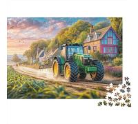 Rural Tractor Scene 1000 Piece Vintage Countryside Paintings Sturdy Cardboard Classic Jigsaw Puzzle for Adults Kids Hard Impossible Game Decompression Wall Decor 70x50cm/1000pcs