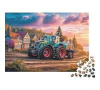 Rural Tractor Scene 1000 Pieces 100% Recycled Cardboard Jigsaw Puzzles Vintage Farm Landscape Art Super Challenging for Enthusiasts Collectors Decompression Indoor Leisure Office Break 52x38cm/1000pcs